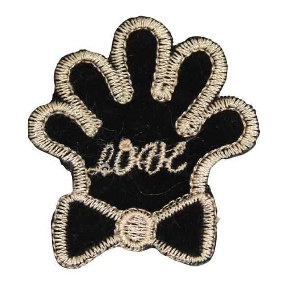 Black Cream Glove Bow Love Embroidered Iron On Applique Patch Vintage - Picture 1 of 2